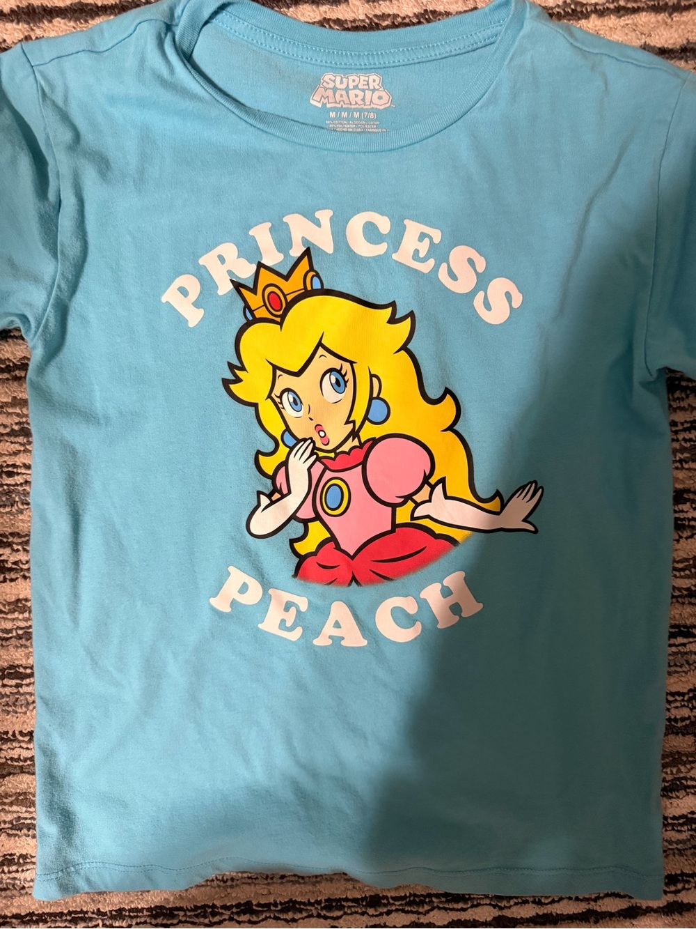 Nintendo Princess Peach Tee in Light Blue with Pink Graphic